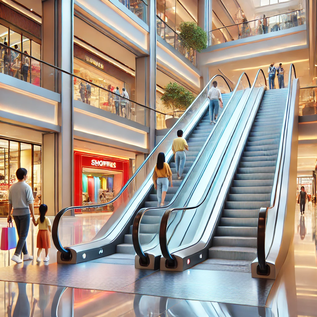 rulltrappor i shoppingcenter, AI-genererad