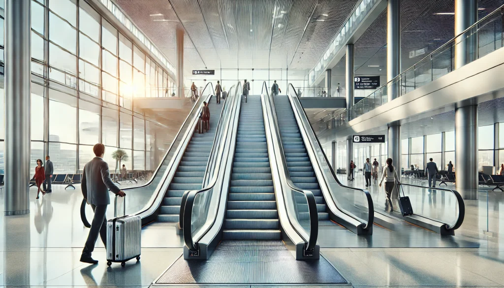 rulltrappor på flygplats, AI-genererad